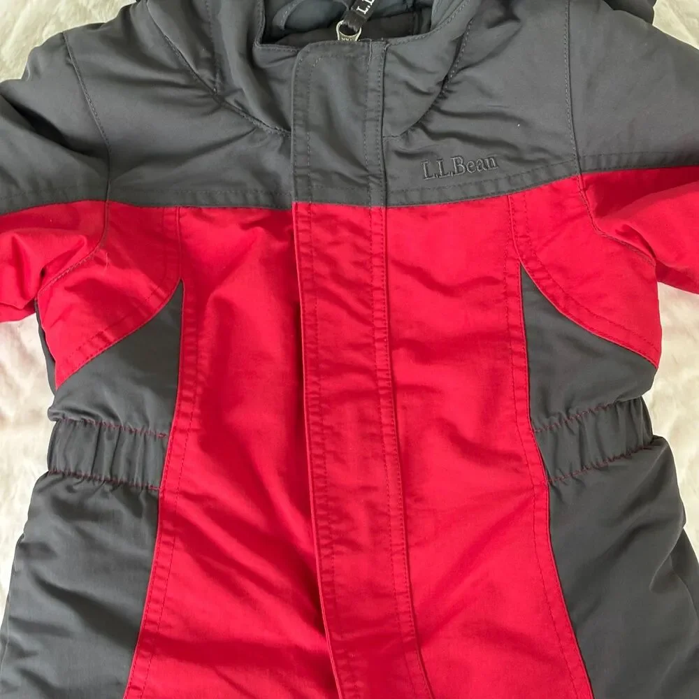 L.L. Bean Baby 12-18M Cold Buster Thinsulate Red Gray One Piece Snowsuit Winter